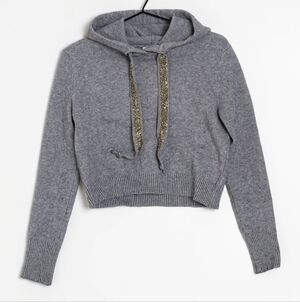 ZARA GREY KNIT HOODIE SIZE LARGE